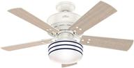 cedar key 44 inch white ceiling fan with led light & remote control - ideal for indoor and outdoor spaces - hunter 54148 logo