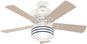 img 4 attached to Cedar Key 44 Inch White Ceiling Fan with LED Light & Remote Control - Ideal for Indoor and Outdoor Spaces - Hunter 54148