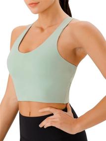 img 2 attached to 👚 Criss Cross Padded Sports Support Women's Workout Apparel