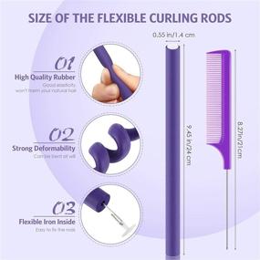 img 3 attached to 🌀 Soft Foam Curling Rods: 30 Flexible Twist Hair Rollers with Steel Comb - Ideal for Women and Girls with Long and Short Hair (Purple, 9.45 x 0.55)