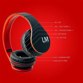 img 2 attached to 🎧 Wireless Over-Ear Bluetooth Headphones by Louise&amp;Mann - Stereo Headset with Mic, Soft Earmuffs, Transport Bag - Suitable for Phones, Tablets, PC (Black/Red)