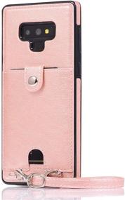 img 4 attached to 📱 Jaorty PU Leather Wallet Case for Samsung Galaxy Note 9 with Necklace Lanyard, Card Holder, Adjustable Detachable Anti-Lost Neck Strap - Pink