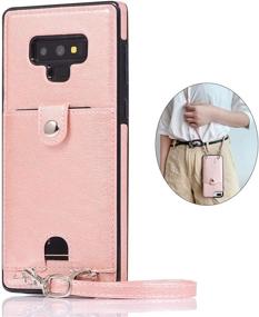 img 3 attached to 📱 Jaorty PU Leather Wallet Case for Samsung Galaxy Note 9 with Necklace Lanyard, Card Holder, Adjustable Detachable Anti-Lost Neck Strap - Pink