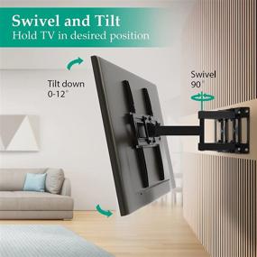 img 2 attached to 📺 ERGO-INNOVATE Full Motion TV Wall Mount Bracket for 26-55 Inch Flat Curved TVs - Dual Articulating Swivel Tilt Extension Arms, VESA 400x400mm, 99lbs Capacity