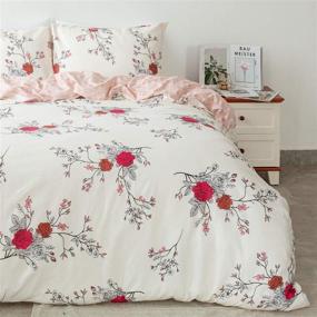 img 4 attached to Upgrade Your Bedroom with the OAITE Spring Flower Duvet Cover Set (Queen Size) - Modern Light Printed Design with Two Pillowcases