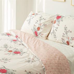 img 3 attached to Обновите свою спальню с комплектом одеяла OAITE Spring Flower (размер Queen) - современный светлый принт с двумя наволочками.