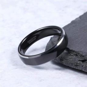 img 3 attached to Frank S. Burton Black Tungsten Wedding Band with Beveled Edge - Size 4-15 | 6mm/8mm Men's Women's Rings