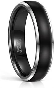 img 4 attached to Frank S. Burton Black Tungsten Wedding Band with Beveled Edge - Size 4-15 | 6mm/8mm Men's Women's Rings