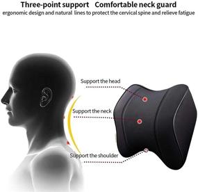 img 2 attached to 🔥 Raygis автомобильная подушка: снижает усталость шеи с помощью удобной памяти и стильной черной эко-кожи - эргономичный дизайн для поддержки подголовника в автомобиле (1 шт.)