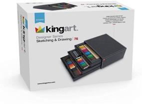 img 3 attached to 🎨 Набор для эскизов и рисования KINGART Designer Series из 75 предметов с кожаным чехлом для хранения