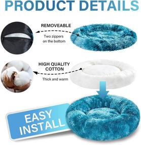 img 1 attached to 🍩 MoMoPal Donut Dog Bed: An Anti-Anxiety Calming Round Pet Bed for Dogs and Cats, Washable Faux Fur Bedding for Small, Medium, and Large Pets (General Style)