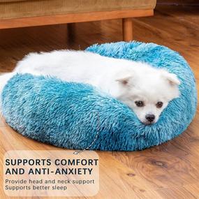 img 3 attached to 🍩 MoMoPal Donut Dog Bed: An Anti-Anxiety Calming Round Pet Bed for Dogs and Cats, Washable Faux Fur Bedding for Small, Medium, and Large Pets (General Style)