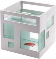 umbra 460410-660 fishhotel: unique glass 2 gallons mini aquarium tank bowl for goldfish, betta, glofish, and small fish - perfect home, business, and birthday gift idea - white logo