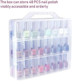 img 3 attached to 🔲 Space-Saving Organizer for 48 Nail Polish Bottles - Adjustable Dividers - Kissbuty Universal Nail Polish Holder