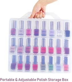 img 2 attached to 🔲 Space-Saving Organizer for 48 Nail Polish Bottles - Adjustable Dividers - Kissbuty Universal Nail Polish Holder