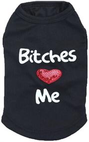 img 3 attached to Ollypet Dog Clothes for Male Small Puppy Cat Shirt Funny Bitches Love Me Black Vest Clothing for Teacup Yorkie Chihuahua