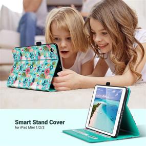 img 1 attached to 🌺 ULAK iPad Mini Case: Premium PU Leather Multi-Angle Viewing Folio Smart Stand Cover for iPad Mini 1/2/3, Auto Wake/Sleep (Mint Floral)