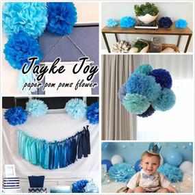 img 2 attached to 20 Pcs Blue Mix Tissue Pom Poms Kit: Perfect for Birthday, Baby Shower, Graduation & Bachelorette Party Decoration