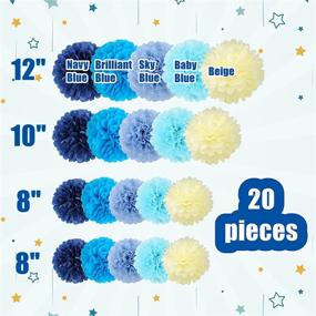 img 3 attached to 20 Pcs Blue Mix Tissue Pom Poms Kit: Perfect for Birthday, Baby Shower, Graduation & Bachelorette Party Decoration