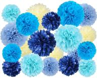 20 pcs blue mix tissue pom poms kit: perfect for birthday, baby shower, graduation & bachelorette party decoration logo