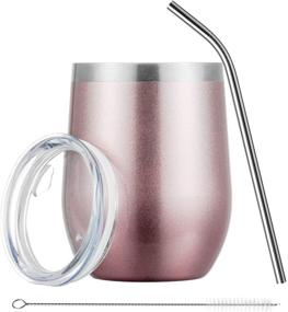 img 4 attached to 🍷 TUMZAK 12oz Insulated Rose Gold Wine Tumbler with Straw, Stainless Steel Lid, Double Wall Vacuum Stemless Glasses for Cocktail, Champagne, Wine, Coffee - 1 Pack