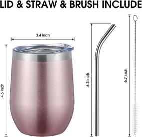 img 3 attached to 🍷 TUMZAK 12oz Insulated Rose Gold Wine Tumbler with Straw, Stainless Steel Lid, Double Wall Vacuum Stemless Glasses for Cocktail, Champagne, Wine, Coffee - 1 Pack