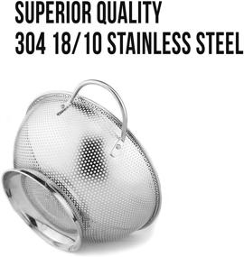 img 3 attached to 🔍 DLD Stainless Steel Micro-Perforated 5-Quart Colander - Top-notch Strainer with Sturdy Handles and Efficient Self-draining Ring Base - Dishwasher Safe