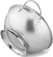 🔍 dld stainless steel micro-perforated 5-quart colander - top-notch strainer with sturdy handles and efficient self-draining ring base - dishwasher safe logo