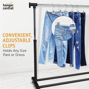 img 1 attached to 👖 25 Pack of Space Saving Hanger Central Slim Clear Pants Hangers - Heavy Duty with Ridged Non-Slip Surface, Adjustable Pinch Clips, 360° Chrome Swivel Hook - 14 Inch