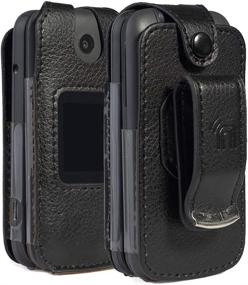 img 1 attached to Alcatel Smartflip/Go Flip 3 Case - Nakedcellphone [Black Vegan Leather] Form-Fit Cover with [Built-in Screen Protection] and [Metal Belt Clip] for Alcatel Go Flip 3, Alcatel Smartflip (2019)