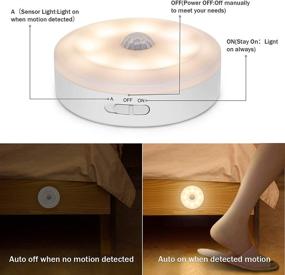 img 2 attached to SIBI Motion Sensor LED Light: USB Rechargeable Stick-On Puck Light for Closet, Wardrobe, Kitchen Cabinet - Warm White 3000K (1 Pack)