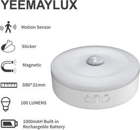 img 3 attached to SIBI Motion Sensor LED Light: USB Rechargeable Stick-On Puck Light for Closet, Wardrobe, Kitchen Cabinet - Warm White 3000K (1 Pack)