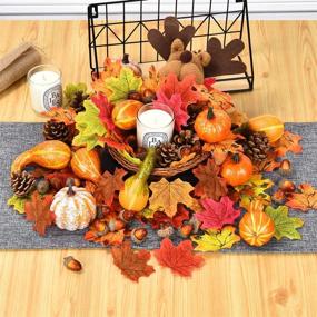 img 2 attached to 🍂 Fall Harvest Decor: 166Pcs Artificial Silky Mini Pumpkin Gourd, Acorns, Berries, Maple Leaves, and Sunflowers – Perfect for Wedding, Thanksgiving, Halloween Party, Table, and Home Decor