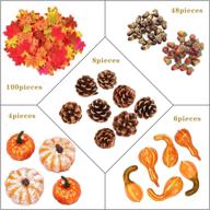 🍂 fall harvest decor: 166pcs artificial silky mini pumpkin gourd, acorns, berries, maple leaves, and sunflowers – perfect for wedding, thanksgiving, halloween party, table, and home decor логотип