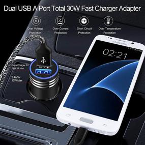 img 1 attached to 🚗 High-Speed Car Charger Plug for Android Phones featuring Micro USB, QC3.0 30W Dual Port with USB Cigarette Lighter Adapter - Compatible with Moto X/X Play,E/E Plus and Samsung Galaxy J8 J3 J7V/Prime/Crown/Sky Pro/Perx - includes 2 Pack of 6FT Micro USB Cables