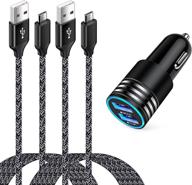 🚗 high-speed car charger plug for android phones featuring micro usb, qc3.0 30w dual port with usb cigarette lighter adapter - compatible with moto x/x play,e/e plus and samsung galaxy j8 j3 j7v/prime/crown/sky pro/perx - includes 2 pack of 6ft micro usb cables logo