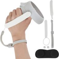 🔌 esimen knuckle strap for oculus quest 2: adjustable wrist strap & button cover for enhanced touch controller grip (white) logo
