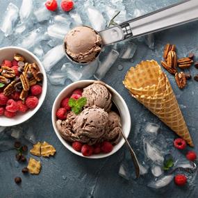 img 2 attached to 🍨 YasTant Premium Ice Cream Scoop with Trigger: Stainless Steel, Heavy Duty, Dishwasher Safe - Ideal for Frozen Yogurt, Gelatos, Sundaes - Medium Silver