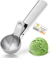 🍨 yastant premium ice cream scoop with trigger: stainless steel, heavy duty, dishwasher safe - ideal for frozen yogurt, gelatos, sundaes - medium silver logo