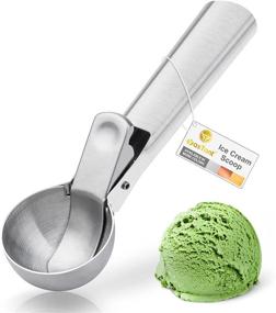 img 4 attached to 🍨 YasTant Premium Ice Cream Scoop with Trigger: Stainless Steel, Heavy Duty, Dishwasher Safe - Ideal for Frozen Yogurt, Gelatos, Sundaes - Medium Silver