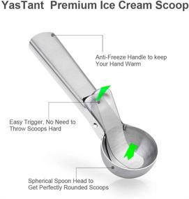 img 3 attached to 🍨 YasTant Premium Ice Cream Scoop with Trigger: Stainless Steel, Heavy Duty, Dishwasher Safe - Ideal for Frozen Yogurt, Gelatos, Sundaes - Medium Silver