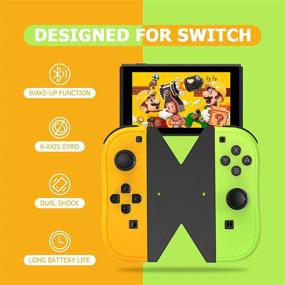 img 2 attached to 🎮 Switch Joypad Controller Compatible for Nintendo Switch, Joy Pads Controller with Wake-up Function and 6-Axis Gyro, Yellow and Green Color Option