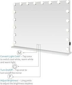 img 1 attached to 💄 iCREAT Hollywood Makeup Mirror: Touchscreen Vanity Mirror with Multiple Color Modes, Wall Mounted or Tabletop, 18 Dimmable Bulbs, White