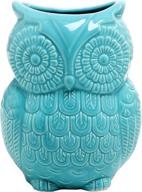 🦉 large aqua blue ceramic cooking utensil holder - owl design, kitchen storage crock by mygift логотип