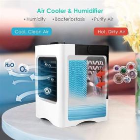 img 3 attached to 🌬️ Portable Air Cooler Fan: Efficient 3-in-1 Personal Space Evaporative Cooling, USB Rechargeable Desk Fan with Quiet Humidifier for Home and Office Use