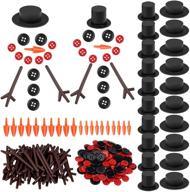 🎄 marrywindix 200 pieces christmas snowman diy craft buttons kit - festive party supplies with carrot noses, mini magician hats, tiny buttons, and trigeminal hand logo