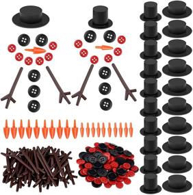 img 4 attached to 🎄 Marrywindix 200 Pieces Christmas Snowman DIY Craft Buttons Kit - Festive Party Supplies with Carrot Noses, Mini Magician Hats, Tiny Buttons, and Trigeminal Hand