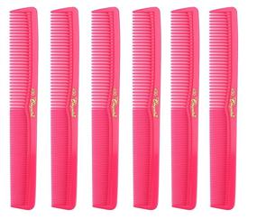 img 4 attached to 🔍 Krest Cleopatra 7 Inch Barber Cutting Comb: Flat Back Styler Comb, Neon Pink Color, Numbered Ruler, 6-Pack