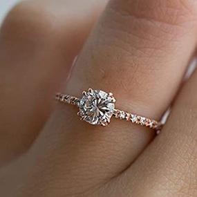 img 2 attached to Exquisite QIAOYING Rose Gold Plated CZ Solitaire Engagement Ring for Women - 2ct Round Simulated Diamond, Size 6