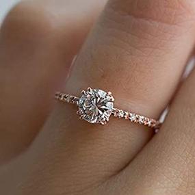 img 1 attached to Exquisite QIAOYING Rose Gold Plated CZ Solitaire Engagement Ring for Women - 2ct Round Simulated Diamond, Size 6